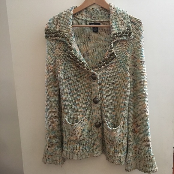 BCBG MAXAZRIA bejewel heavy cardigan sweater - Picture 6 of 8